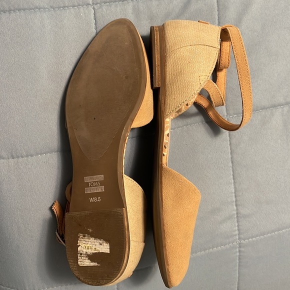 Toms Womens Julie Tan Suede D'Orsays Ankle Strap Pointed Toe Flats Shoes Used - Picture 10 of 10
